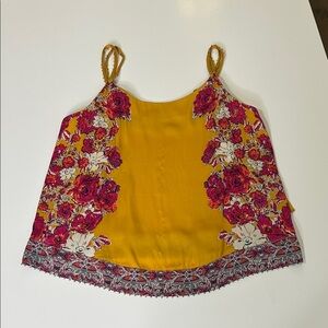 Free People Yellow and Pink Floral Camisole